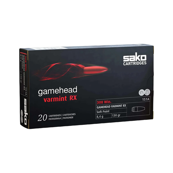 Sako Gamehead Varmint RX HPBT 308 Win 130gr Centrefire Ammo - 20 Rounds