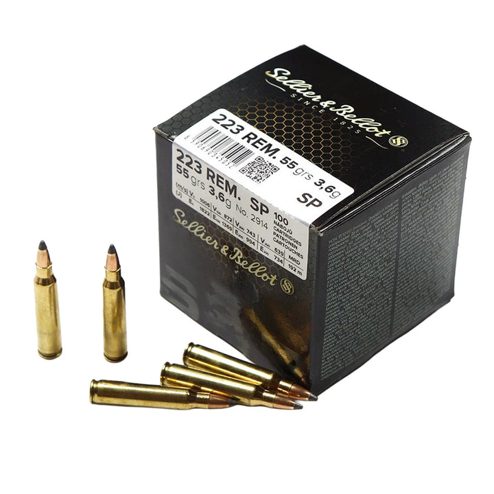 Sellier and Bellot 223 REM 55Gr Sp - Centrefire Ammo - 100 Bulk Pack