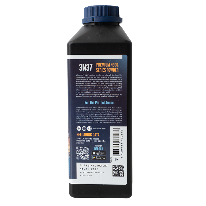 VihtaVuori Powder - 3N37 Pistol Powder