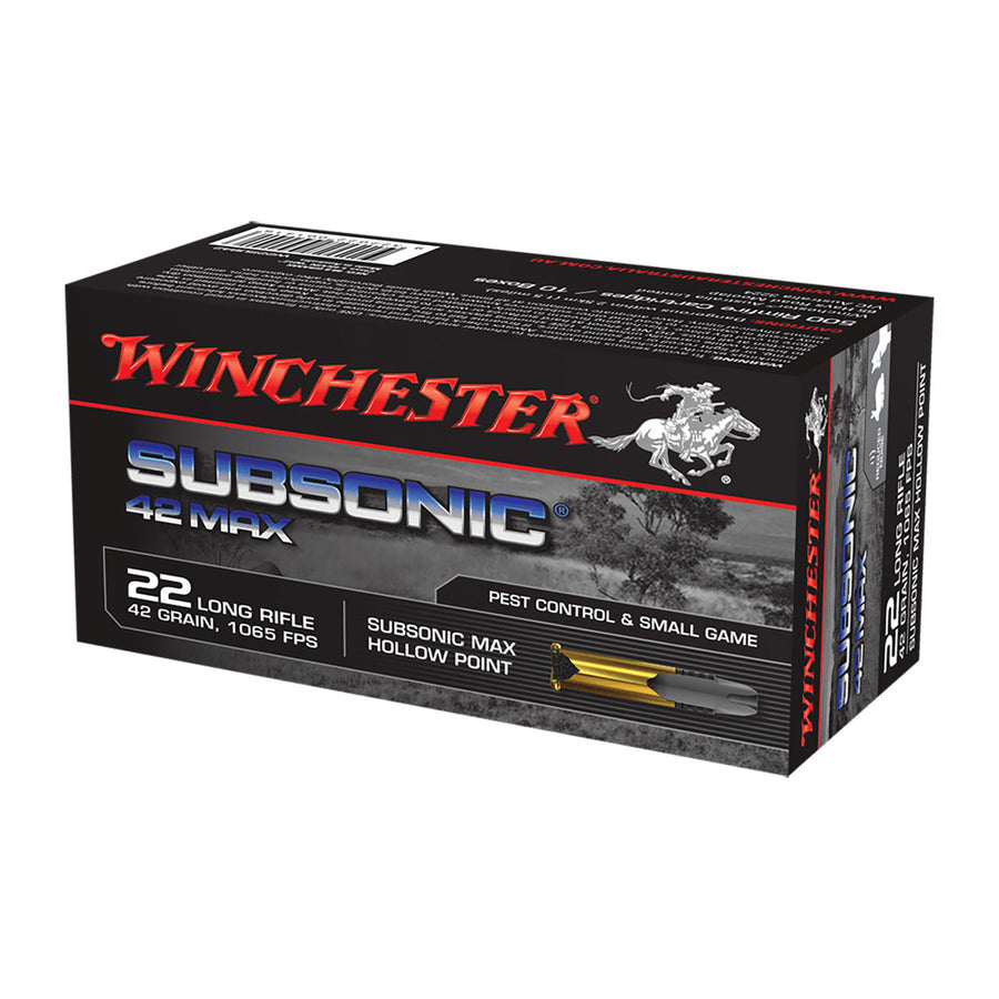 Winchester Subsonic Max 22LR 42gr HP Ammo - 50 Rounds