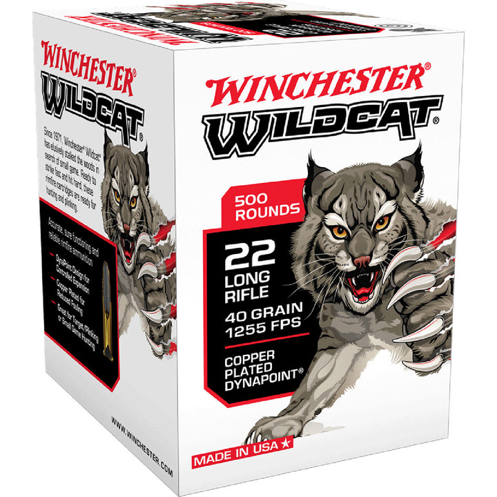 Winchester Wildcat 22LR 40gr 1255 FPS Copper Plated Dynapoint - 500 Rounds .22 LR