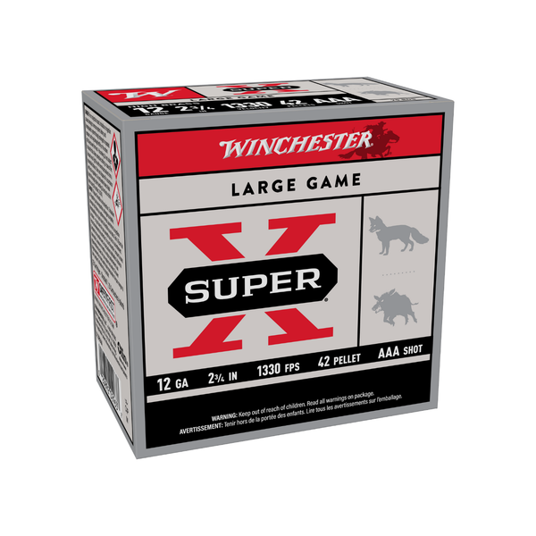 Winchester Super X 12G 2-3/4in 1330FPS 42 Pellet AAA Shot Lead Shot Shotshell - 25 Rounds