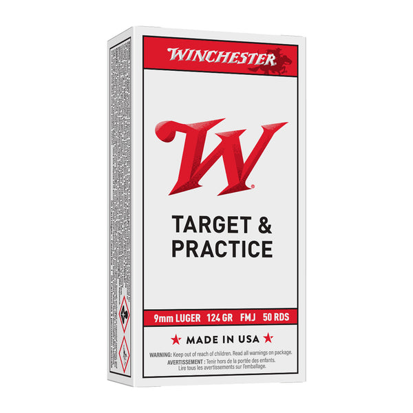 Winchester USA value pack 9MM 124gr FMJ Centrefire Ammo - 50 Rounds