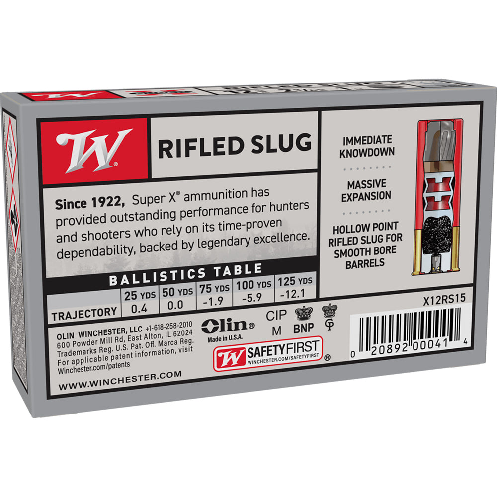 Winchester Super X 2-3/.4 Rifled Slug Hollow Point 28gram Shotshell - Slab 12 GAUGE