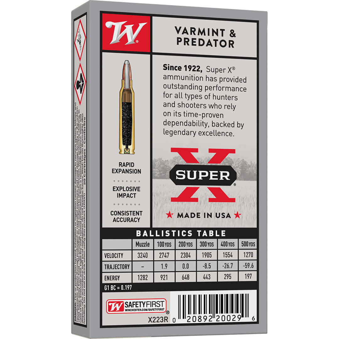 Winchester Power Point 223Rem 55gr PSP Centrefire Ammo - 200 Round Slab
