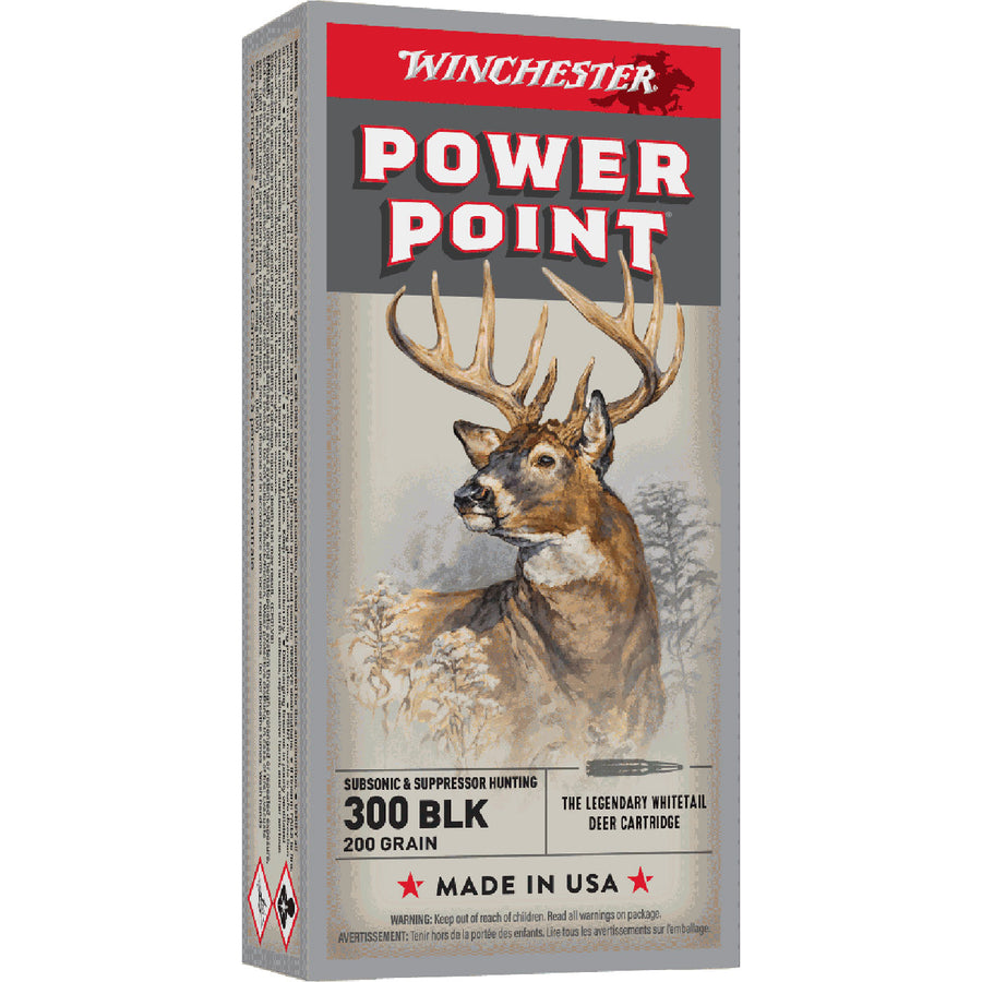 Winchester Power Point 300 Black Out 200gr Centre Fire Ammo - 20 Rounds .300 BLACKOUT