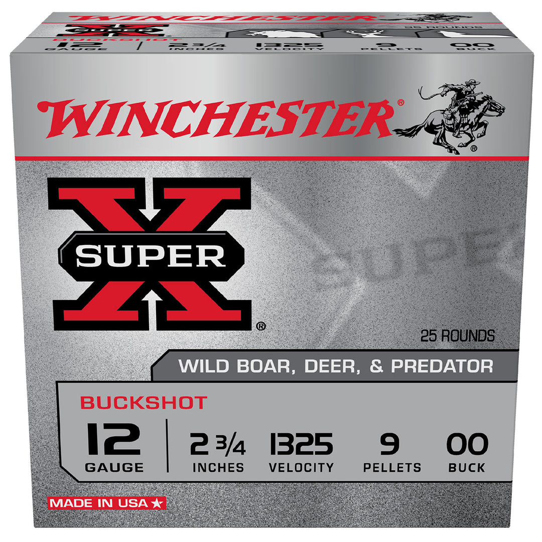 Winchester Buckshot 12G Shot shell Ammo - OO Buck - 2-3/4in - 9 pellet - 250 Round Slab