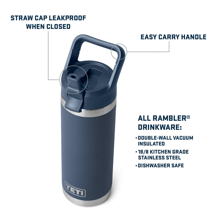 YETI Rambler 18oz (532ml) Straw Bottle - Navy
