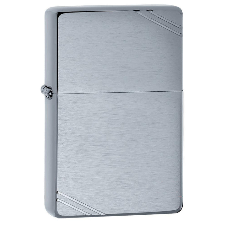 Zippo Brushed Chrome Vintage w Slashes Windproof Lighter